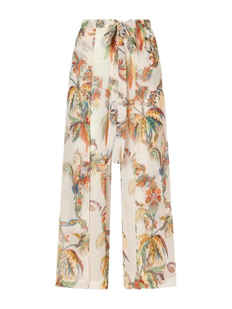 Etro Belted Tiered Paisley And Floral-print Satin Wide-leg Pants