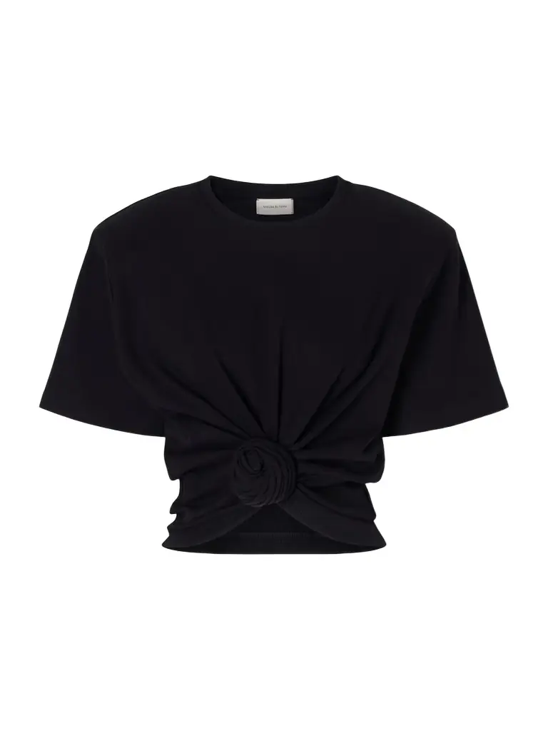 Magda Butrym Gathered Ribbed Cotton-blend T-shirt