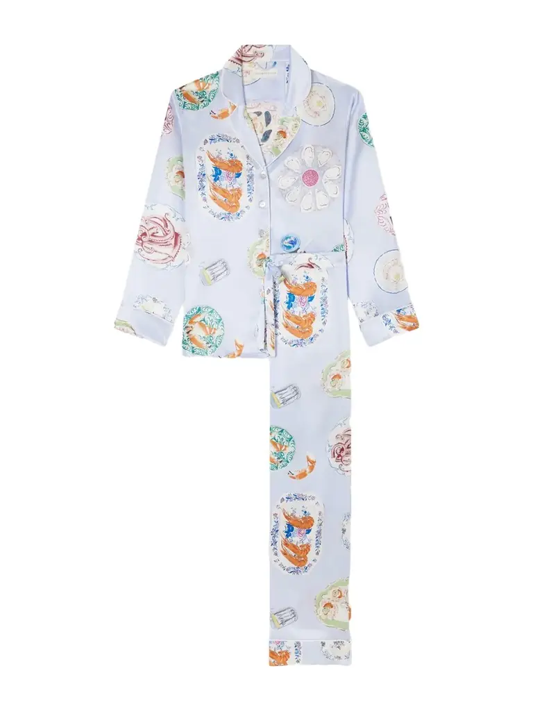 Olivia von Halle Lila Printed Silk-satin Pajama Set