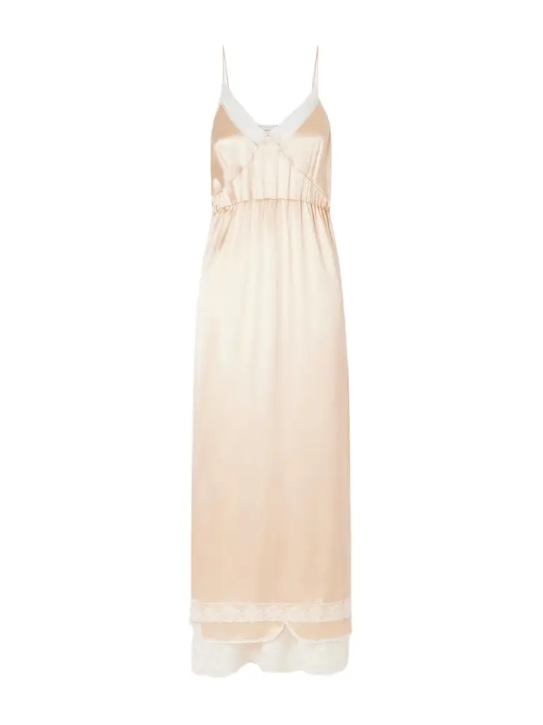 Magda Butrym Lace-trimmed Silk Satin Maxi Dress