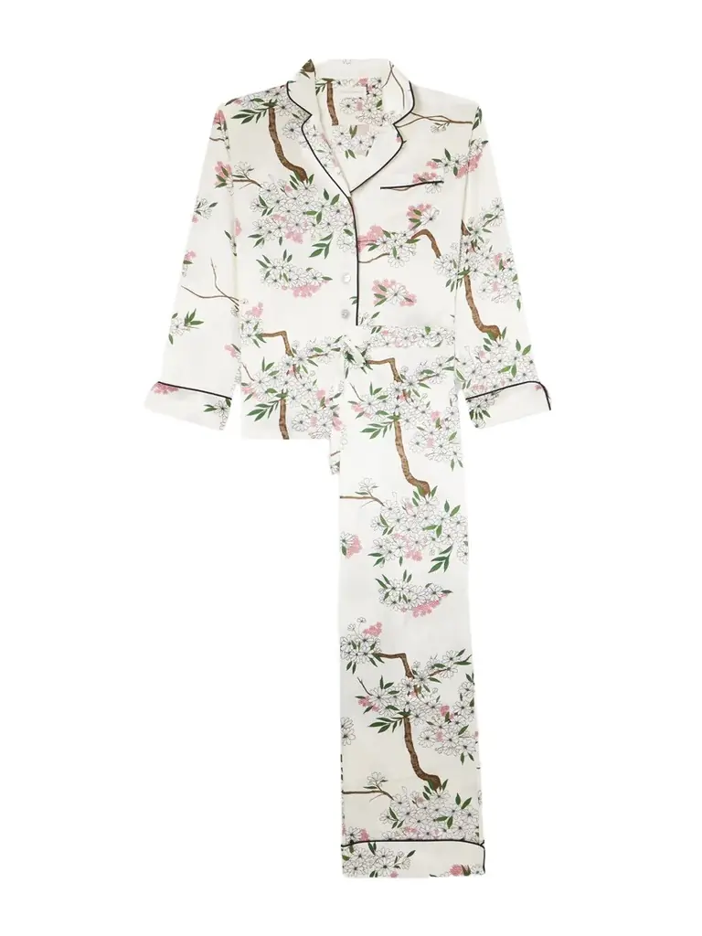 Olivia von Halle Lila Floral-print Silk-satin Pajama Set