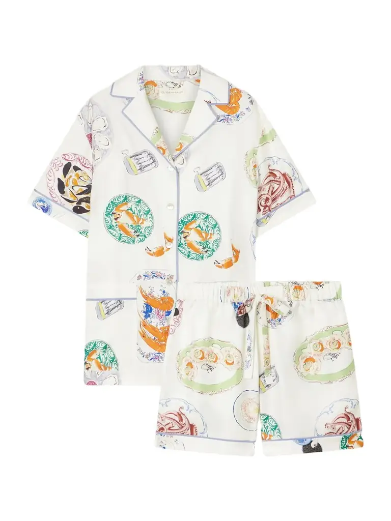 Olivia von Halle Ingo Printed Silk-satin Pajama Set