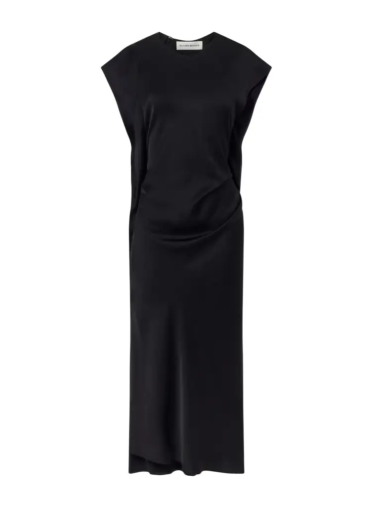 Victoria Beckham Victoria Gathered Satin Midi Dress