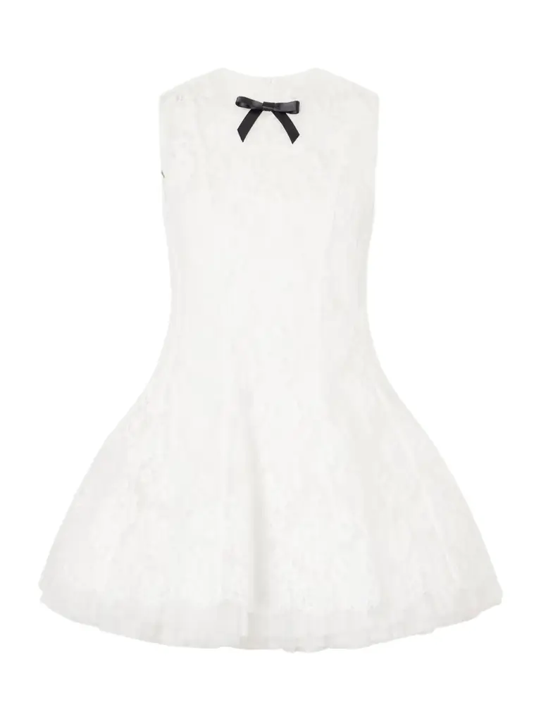 SHUSHU/TONG Bow-detailed Cotton-blend Guipure-lace Mini Dress