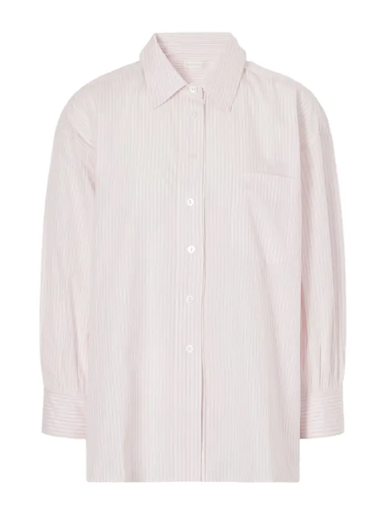 Suzie Kondi Kappa Logo-embroidered Striped Cotton-poplin Shirt