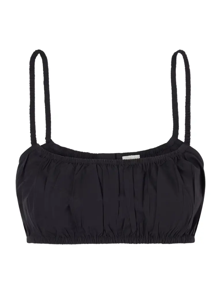 Suzie Kondi Bea Shirred Cotton-poplin Bandeau Tank