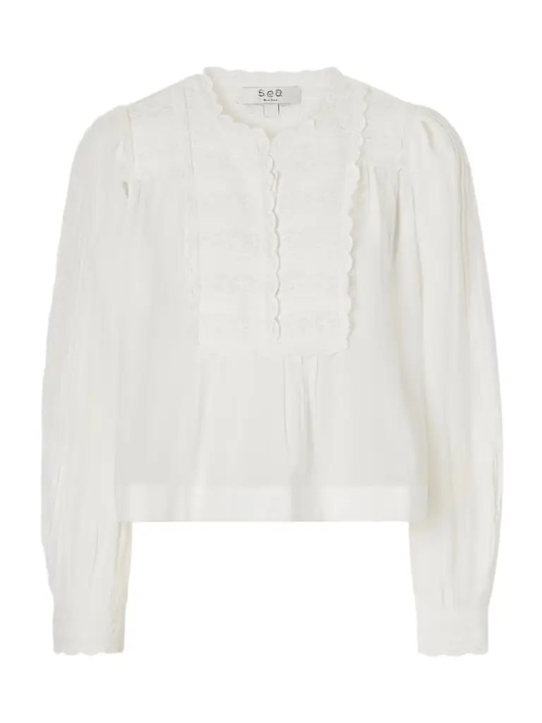 Sea Eliza Broderie Anglaise-trimmed Cotton-blend Blouse