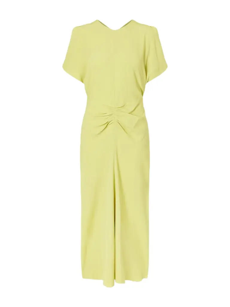 Victoria Beckham Bela Gathered Satin Midi Dress