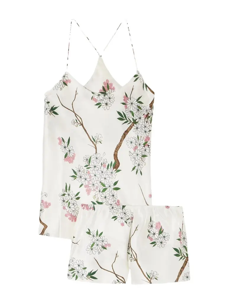 Olivia von Halle Bella Floral-print Silk-satin Pajama Set