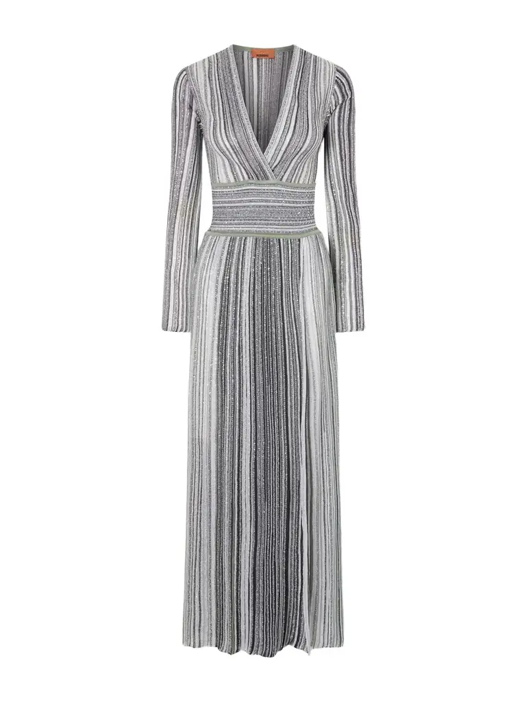 Missoni Striped Sequin-embellished Metalic Crochet-knit Maxi Dress