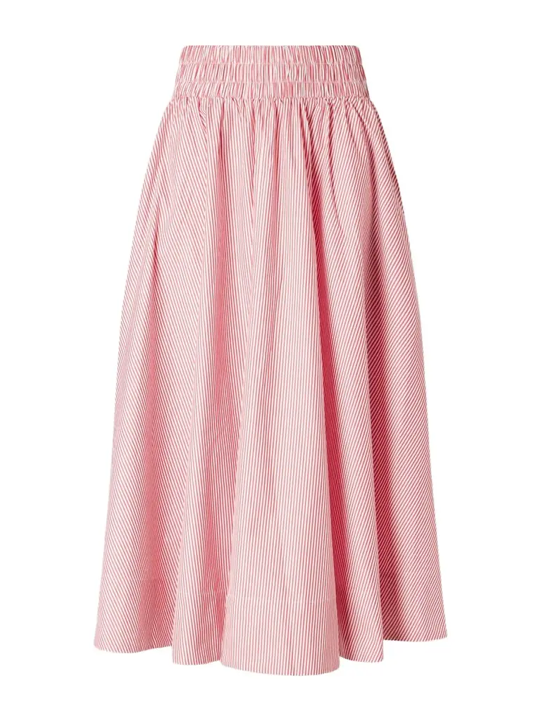 Suzie Kondi Kyria Shirred Striped Cotton-poplin Midi Skirt