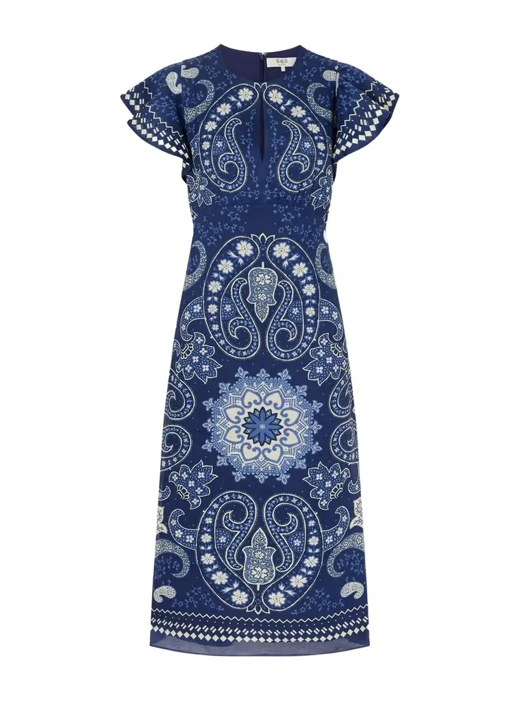 Sea Emelina Paisley-printed Ramie Midi Dress
