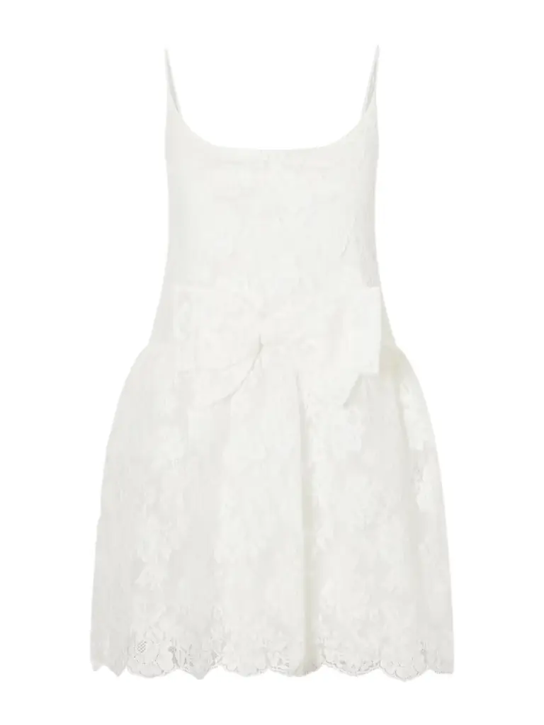 SHUSHU/TONG Bow-detailed Lace Mini Dress