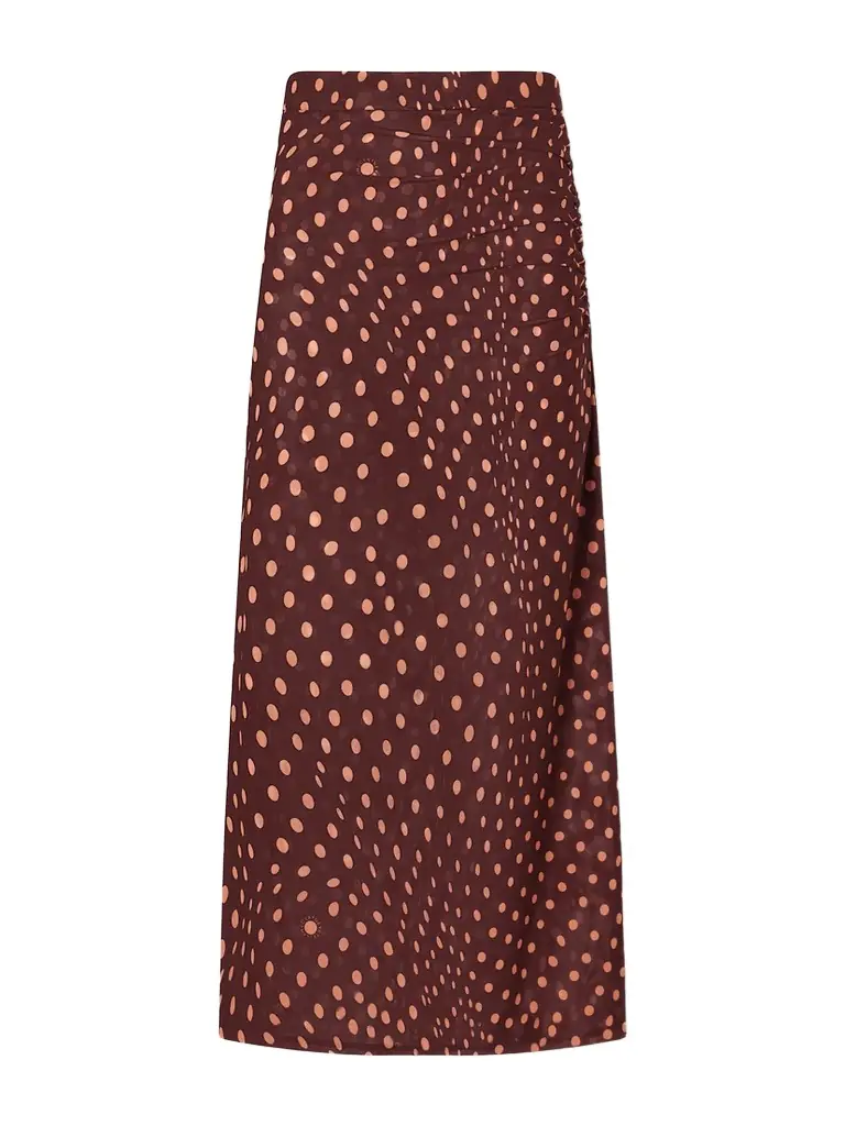 Stella McCartney Gathered Polka-dot Mesh Midi Skirt