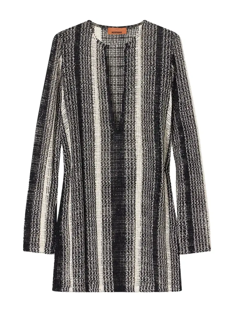 Missoni Striped Metallic Sequin-embellished Crochet-knit Dress