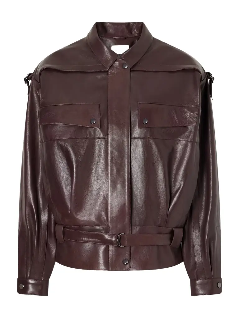 Magda Butrym Belted Leather Biker Jacket