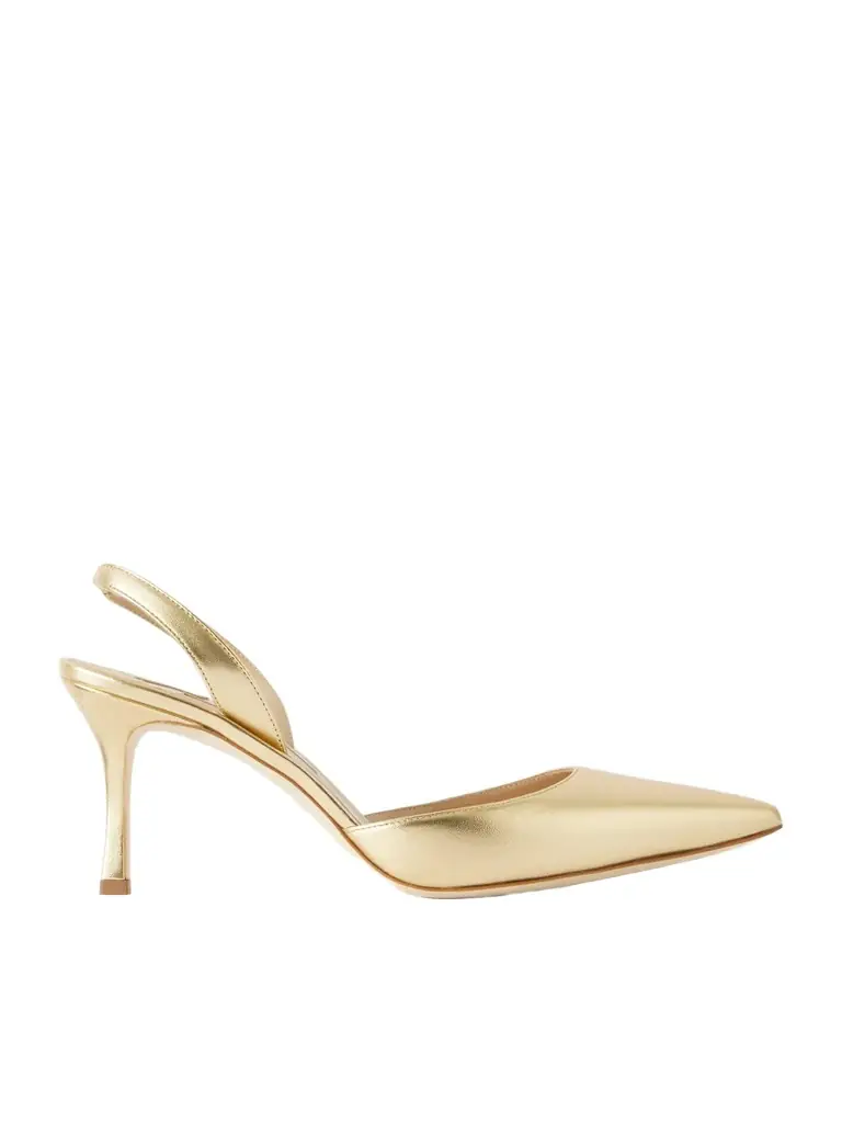 Manolo Blahnik Carolyne 50 Metallic Leather Slingback Pumps
