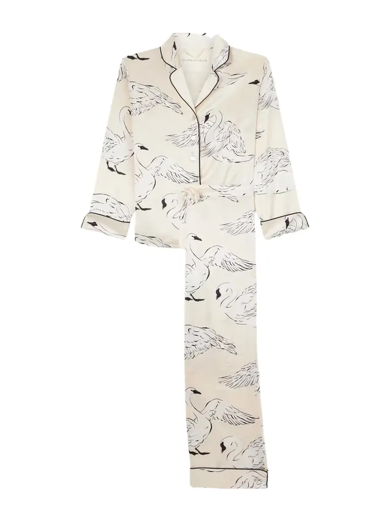 Olivia von Halle Lila Printed Silk-satin Pajama Set