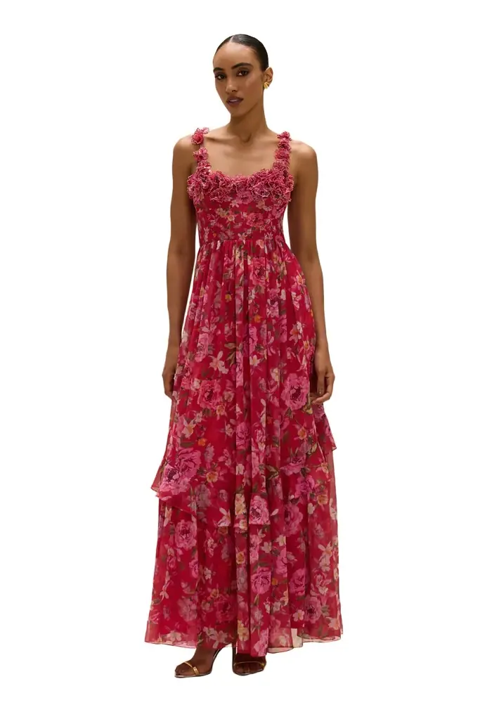PatBo PEONY CORSET MAXI DRESS
