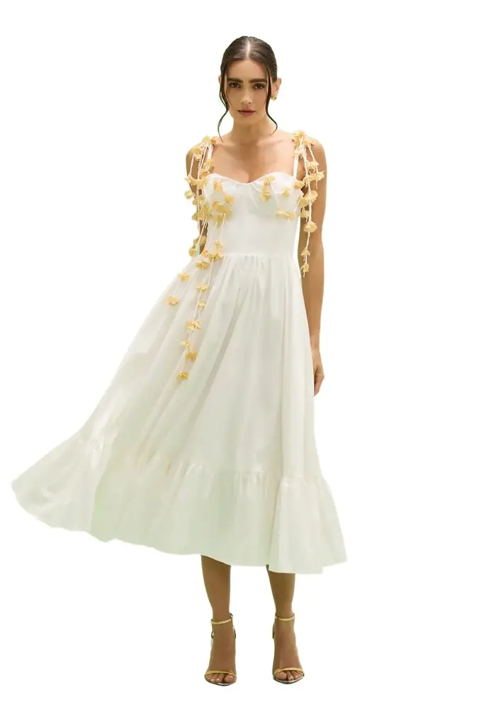 PatBo TRICOLINE LOTUS MIDI DRESS