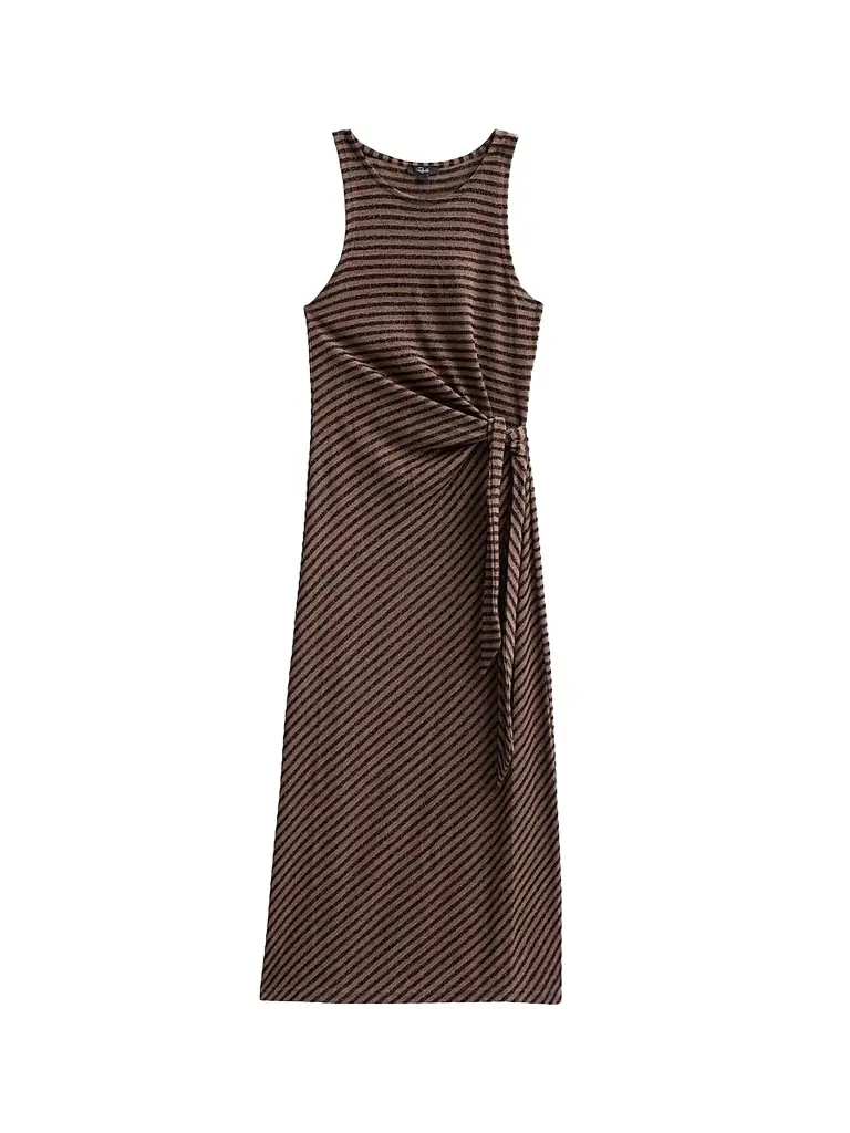 Rails Women's Ricky Striped Tie-Waist Midi Dress - Onyx Cocoa Stripe