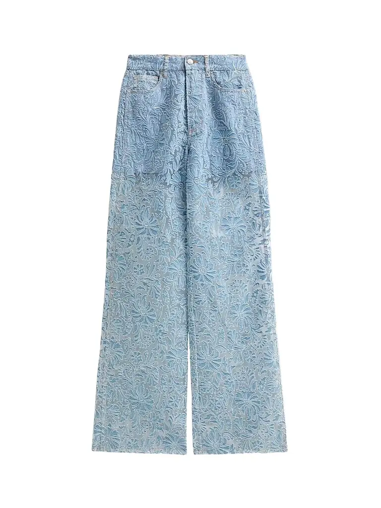 Veronica Beard Women's Taylor Burnout Floral Wide-Leg Jeans - Lakeshore