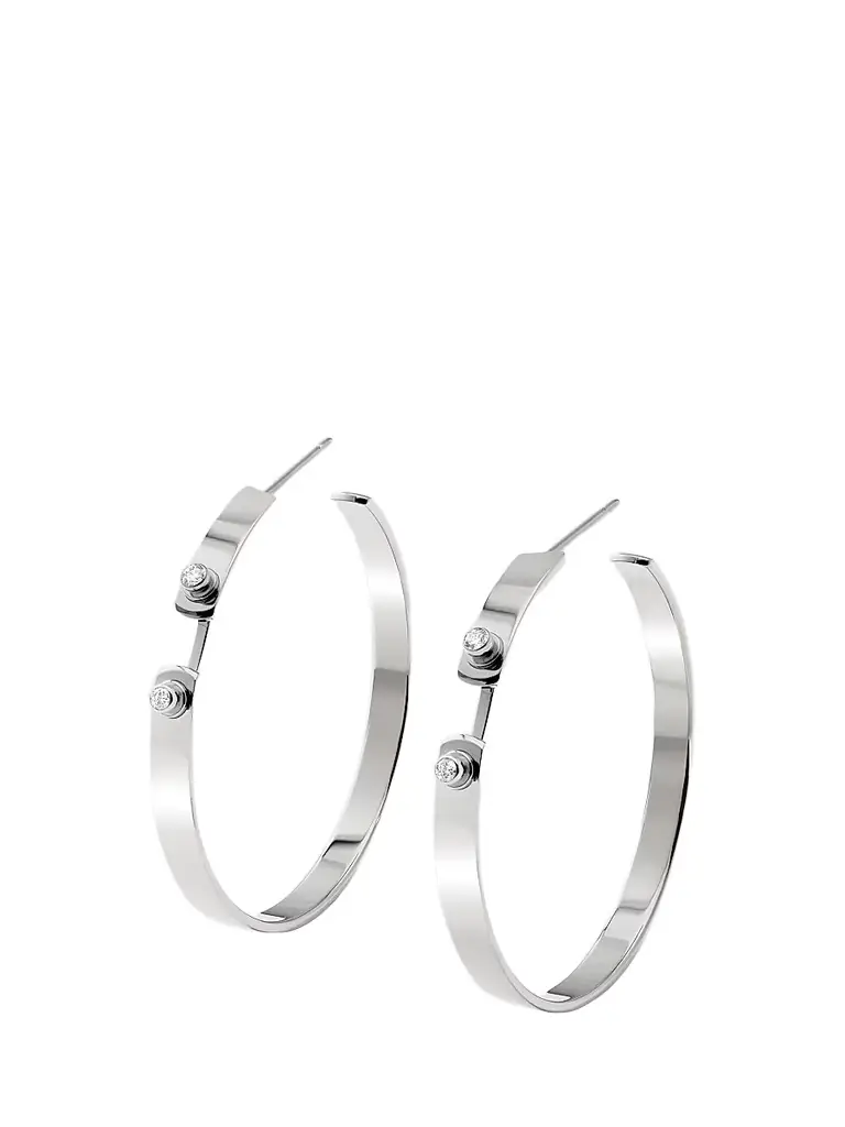 Nouvel Heritage Women's Mood Monday Morning 18K White Gold & 0.12 TCW Diamond Hoop Earrings - White Gold