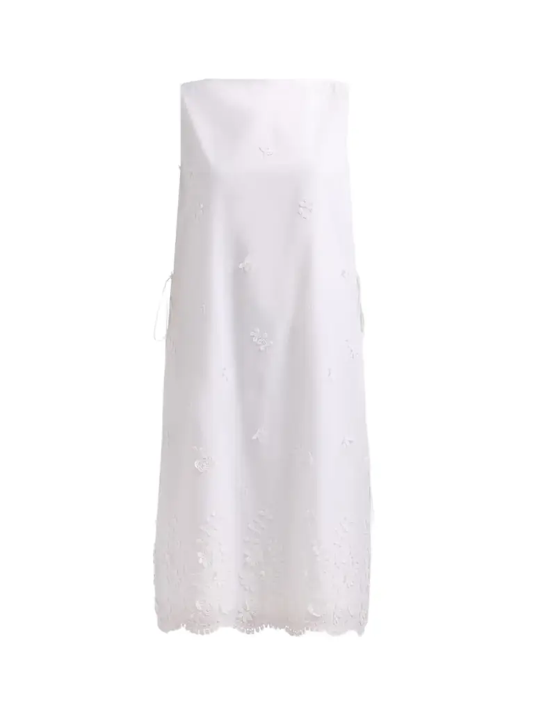 Altuzarra Women's Frida Floral-Embroidered Cotton Shift Dress - Optic White