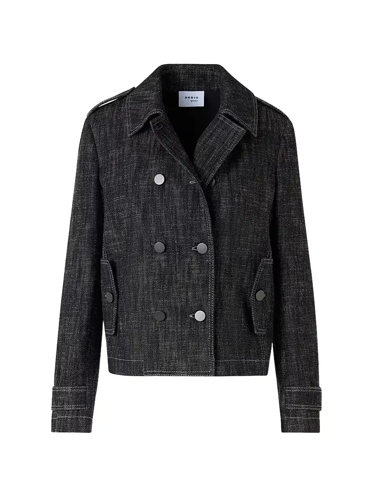 Akris punto Women's Washed Denim Double-Breasted Jacket - Black Denim