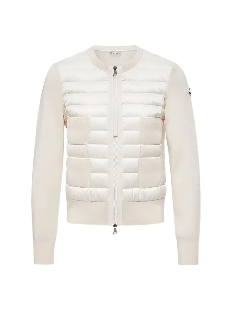 Moncler Women's Padded Down Knit Zip Up Cardigan - White
