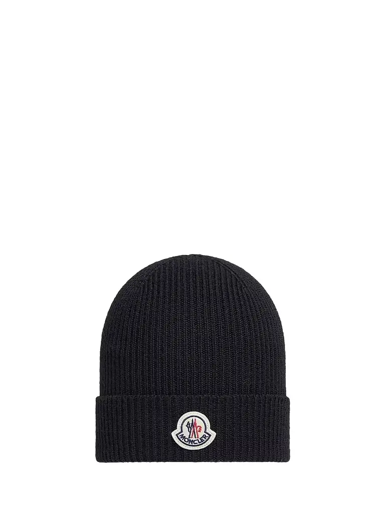 Moncler Men's Beanie Hat in Wool - Black