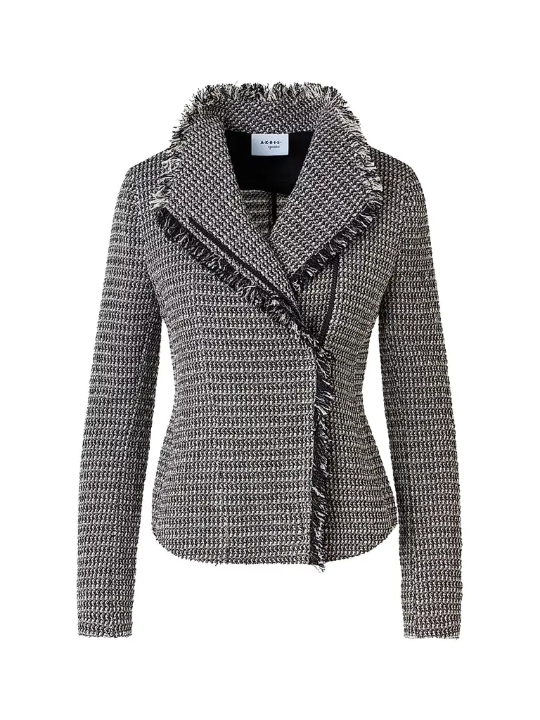 Akris punto Women's Tweed Motobike Jacket - Black Cream