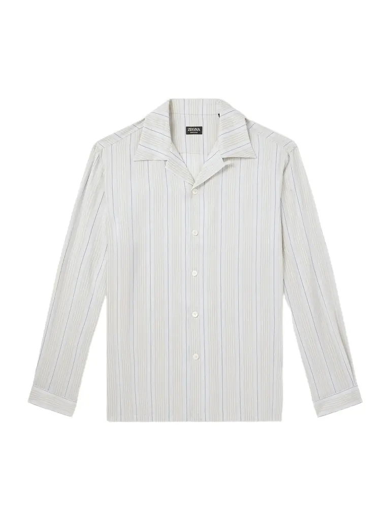 Zegna Striped Camp-Collar Silk Shirt - Men