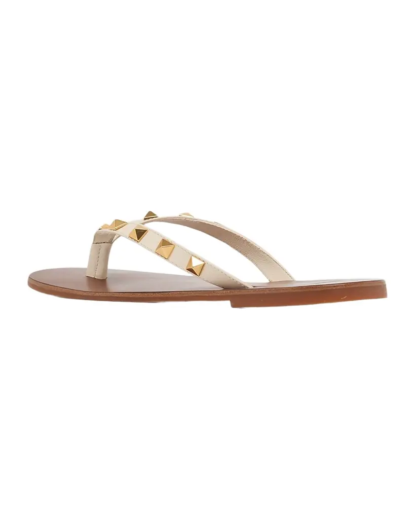 Valentino Garavani Rockstud Leather Flat Thong Sandals