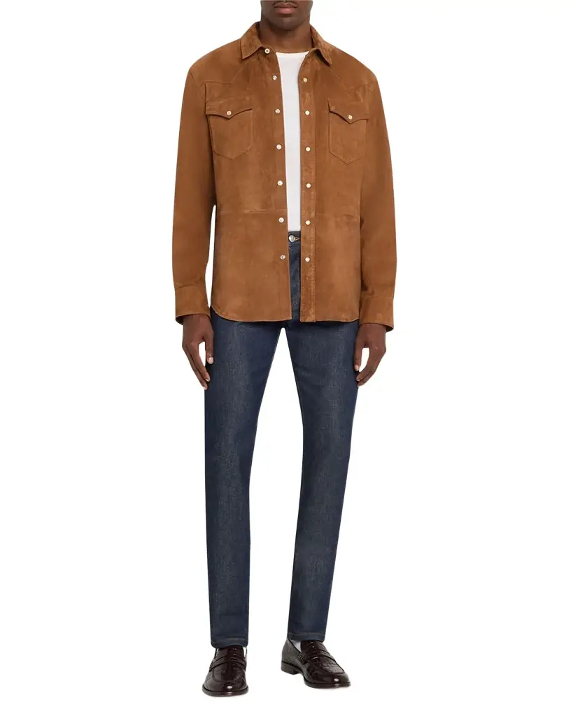 Officine Generale Men 's Suede Western Overshirt