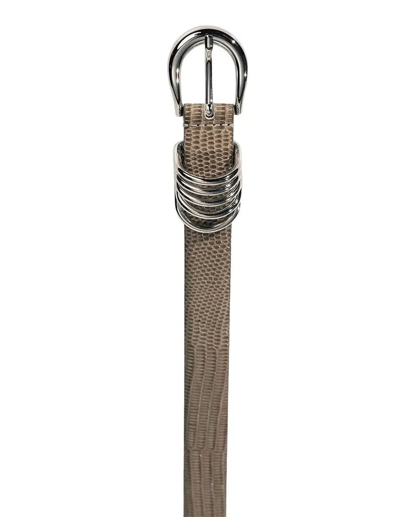 Dehanche Hollyhock Lizard-Embossed Leather Belt