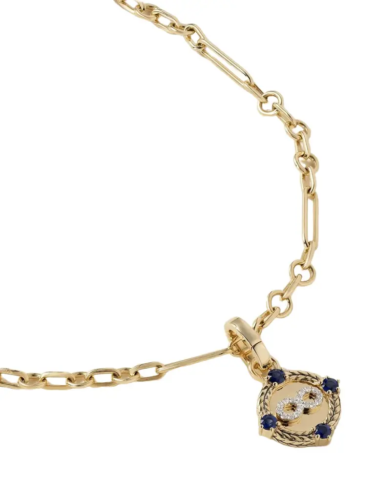 Foundrae Infinite Gratitude + Fine Mixed Clip 18-karat Gold Diamond And Sapphire Necklace
