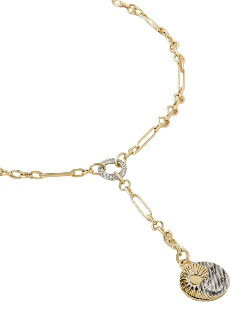Foundrae Balance + Fine Mixed Clip 18-karat Gold Diamond Necklace
