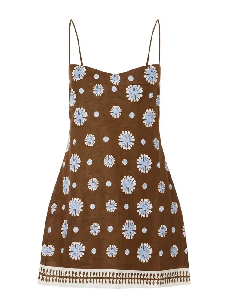 Cala de la Cruz Lucca Printed Linen Mini Dress