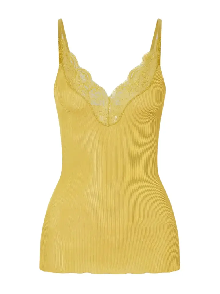 Saint Laurent Lace-trimmed Ribbed Silk-jersey Tank