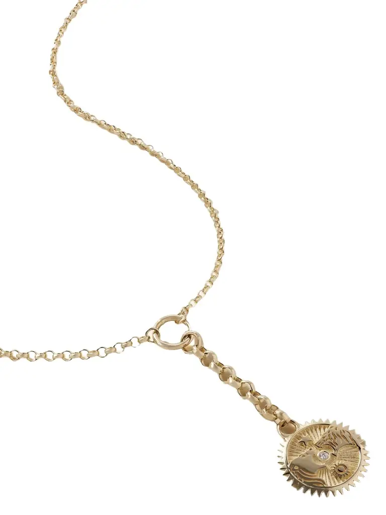 Foundrae Solar & Lunar + Small Mixed Belcher 18-karat Gold Diamond Necklace