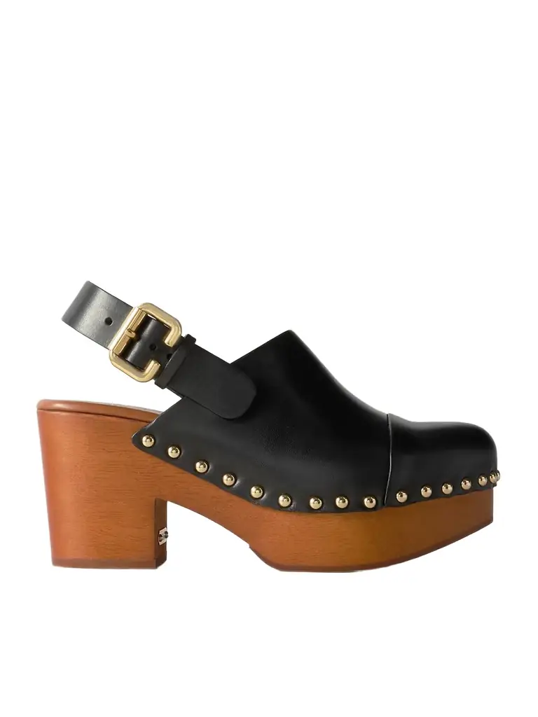 Chloé Jeannette Studded Leather Slingback Platform Clogs