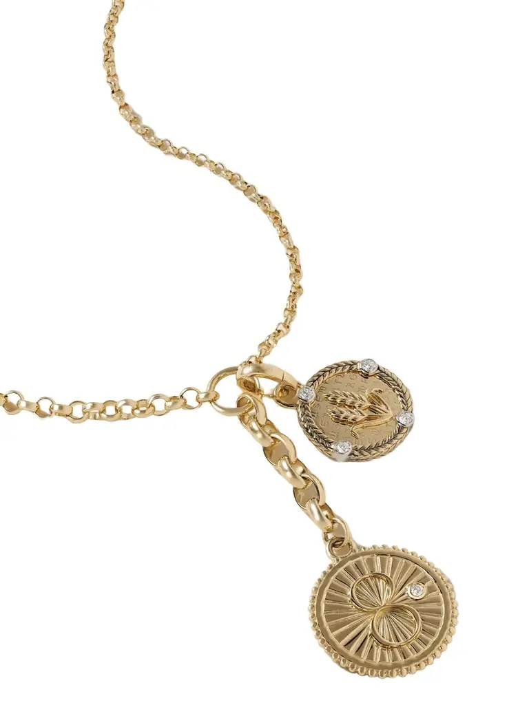 Foundrae Karma + Infinite Gratitude + Medium Mixed Belcher 18-karat Gold Diamond Necklace