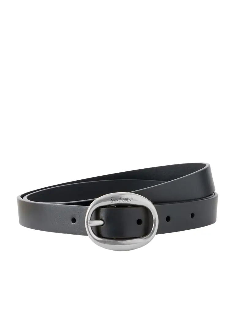 Saint Laurent Logo-engraved Leather Belt