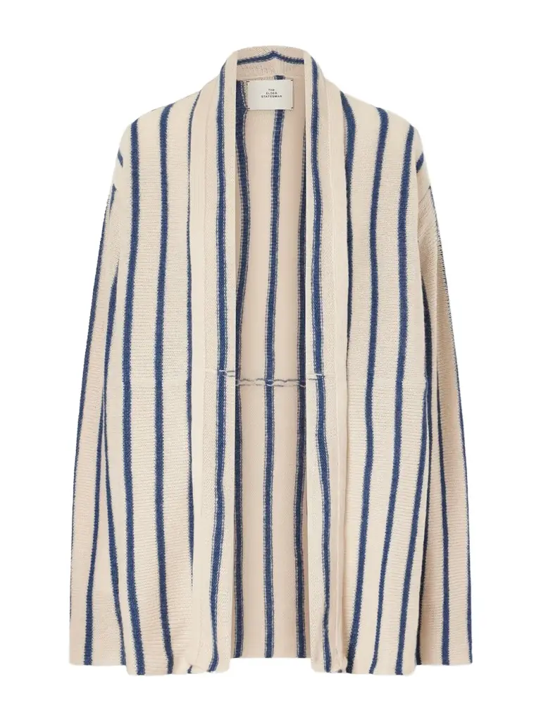 The Elder Statesman Striped Knitted Cashmere Cardigan