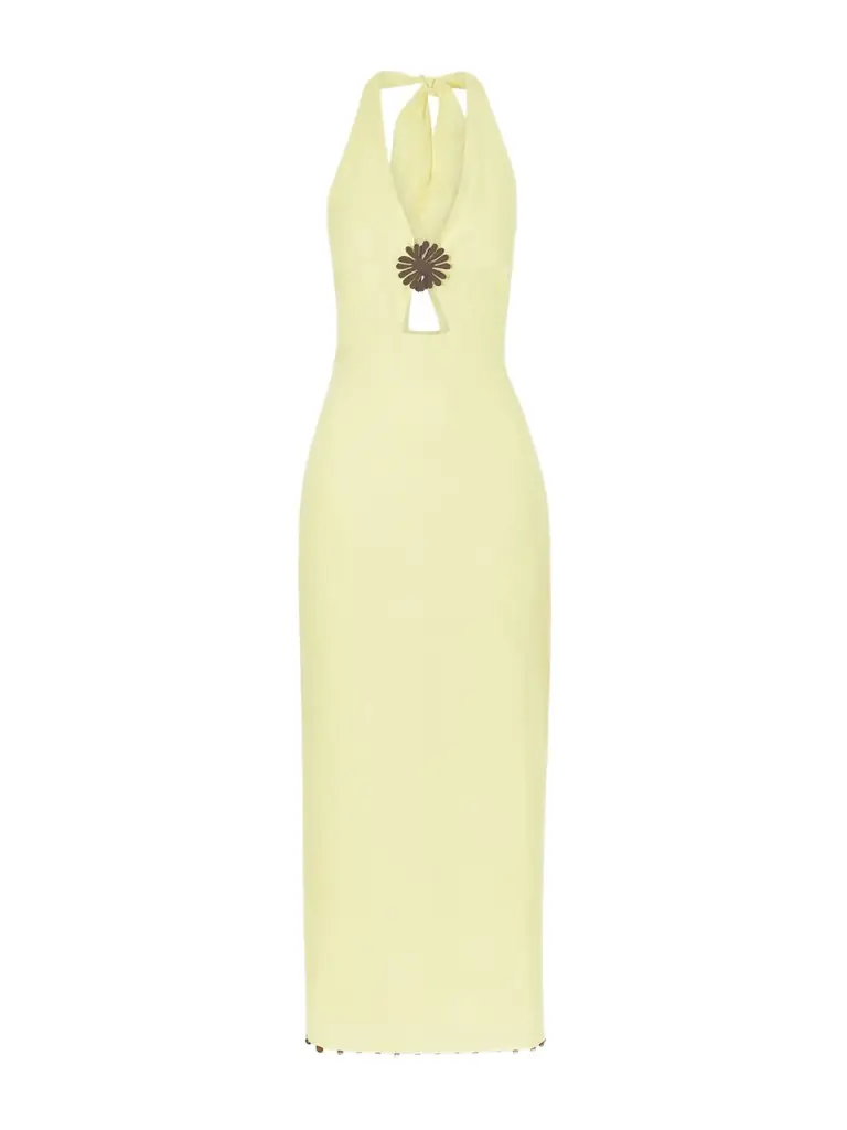 Cala de la Cruz Orly Embellished Cutout Linen Maxi Dress