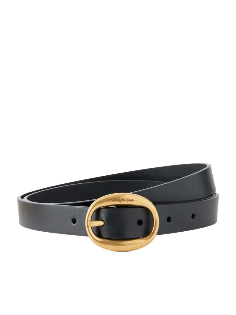 Saint Laurent Logo-engraved Leather Belt
