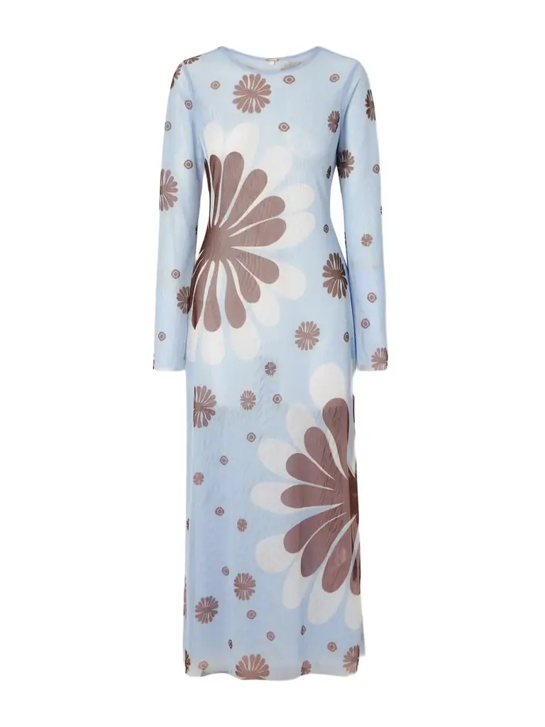 Cala de la Cruz Tania Printed Mesh Midi Dress