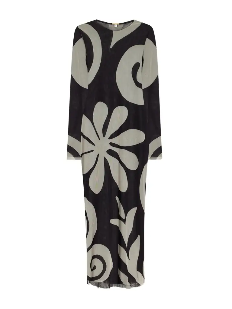 Cala de la Cruz Tania Printed Mesh Midi Dress