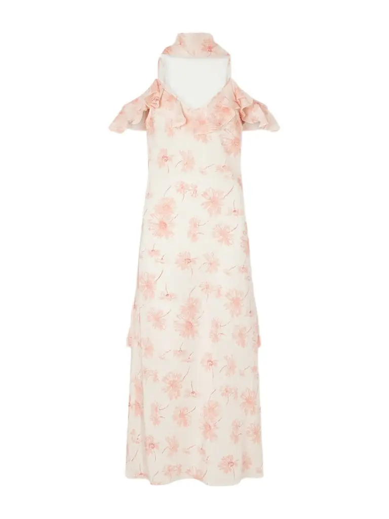 Rodarte Daisy Ruffled Floral-print Silk Chiffon Midi Dress